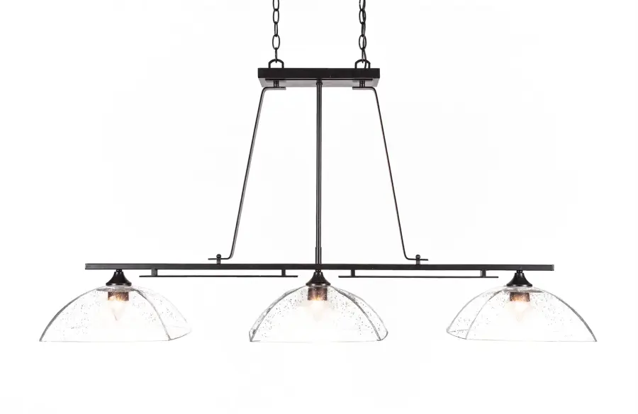 Uptowne 3-Light Island Pendant in Dark Granite with Clear Bubble Glass - Image 1