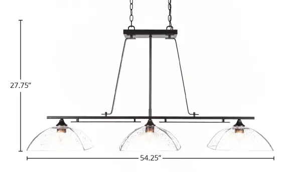 The Uptowne 3-Light Bar combines industrial charm with transitional elegance. Its dark granite finish and distinctive bubble glass shades create visual interest while providing excellent task lighting for islands and dining areas. - alternate view