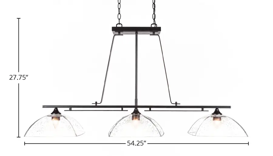 Uptowne 3-Light Island Pendant in Dark Granite with Clear Bubble Glass - Image 2