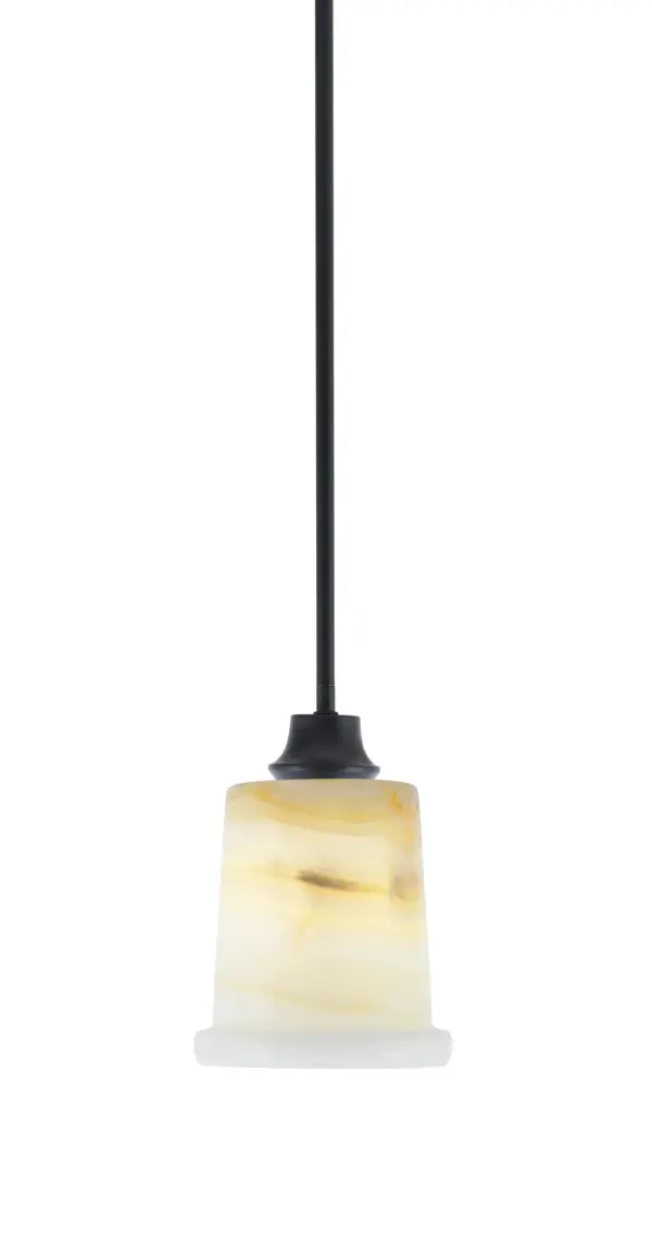 Toltec Lighting Stem Hung Mini Pendant with Natural Stone Glass - Image 1