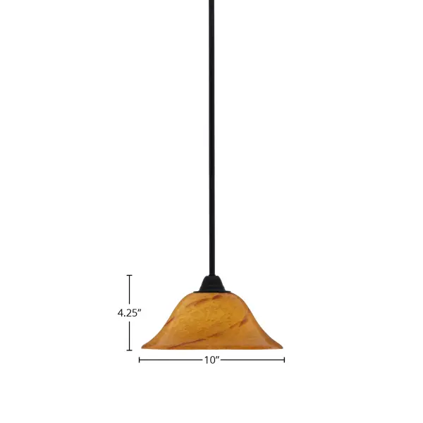 The Paramount Mini Pendant combines contemporary matte black finish with warm sunset glass for a sophisticated look. Its adjustable stem system and sloped ceiling compatibility make it highly versatile for various spaces. - alternate view
