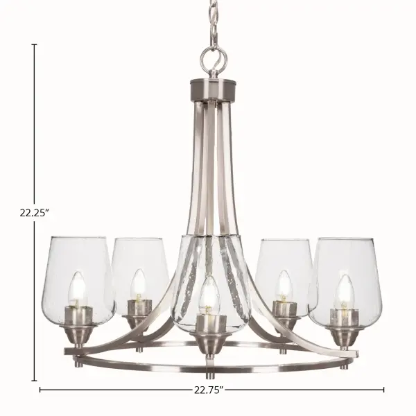 Paramount 5-Light Uplight Chandelier in Brushed Nickel with Clear Bubble Glass - Image 2