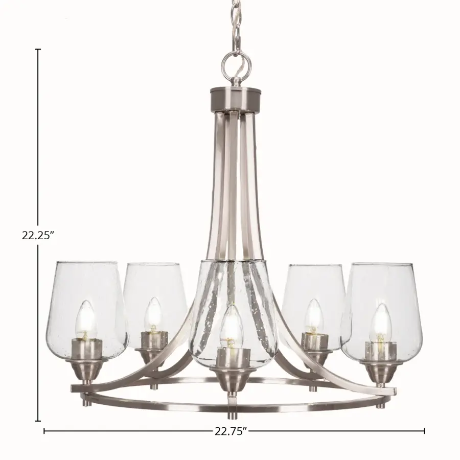Paramount 5-Light Uplight Chandelier in Brushed Nickel with Clear Bubble Glass - Image 2