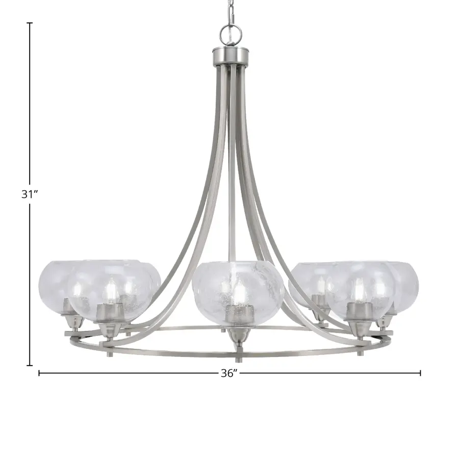 Paramount 8-Light Uplight Chandelier in Brushed Nickel with Clear Bubble Glass - Image 2