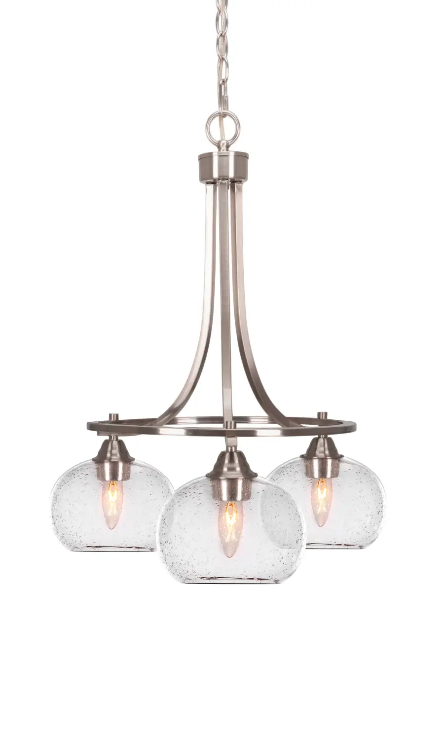 Paramount 3-Light Chandelier in Brushed Nickel with Clear Bubble Glass - Image 1