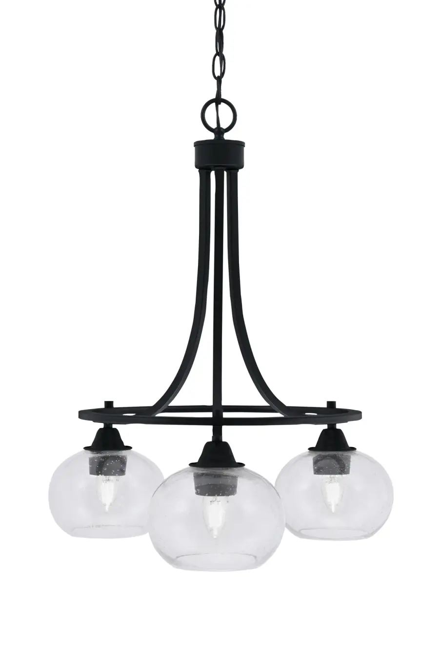 Paramount 3-Light Downlight Chandelier in Matte Black with Clear Bubble Glass - Image 1