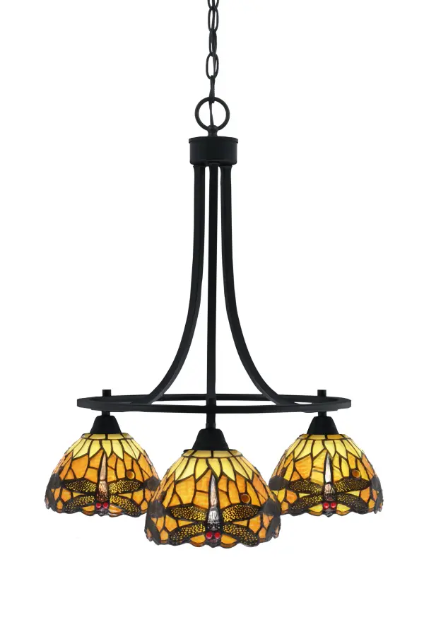Paramount 3-Light Chandelier with Amber Dragonfly Glass - Image 1