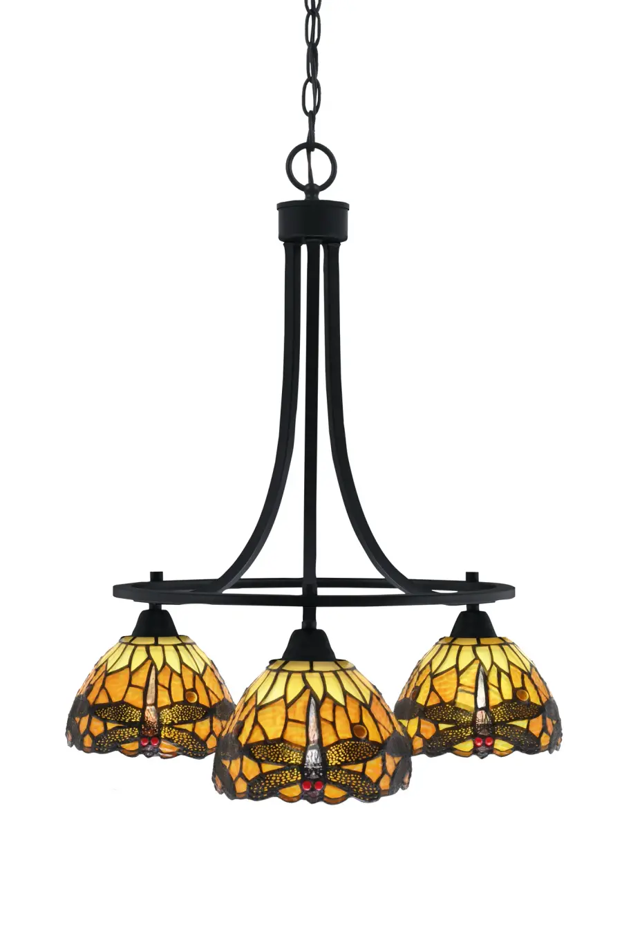 Paramount 3-Light Chandelier with Amber Dragonfly Glass - Image 1