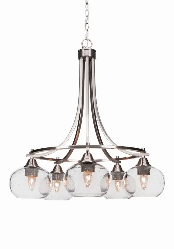 Paramount 5-Light Chandelier in Brushed Nickel with Clear Bubble Glass - Image 1