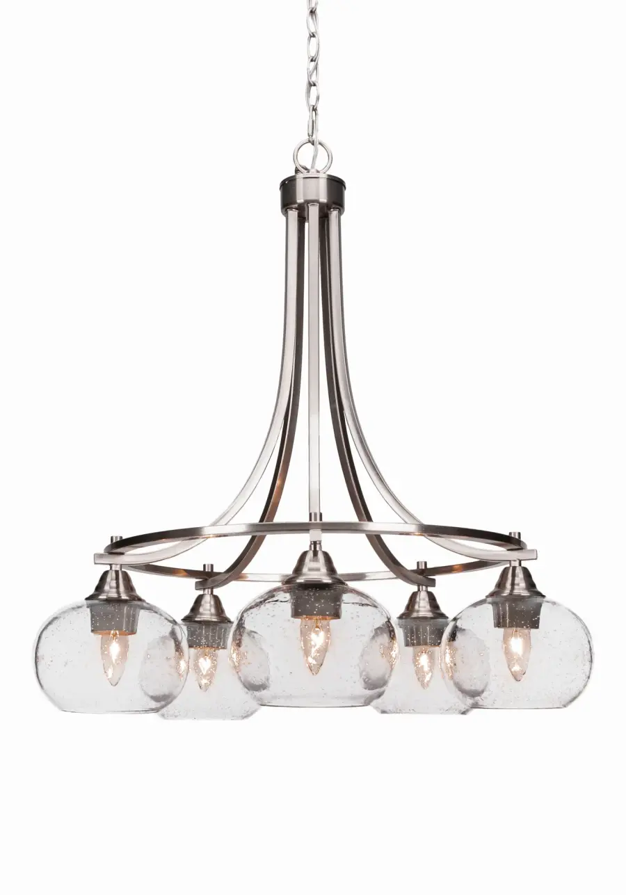 Paramount 5-Light Chandelier in Brushed Nickel with Clear Bubble Glass - Image 1