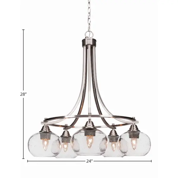 Paramount 5-Light Chandelier in Brushed Nickel with Clear Bubble Glass - Image 2