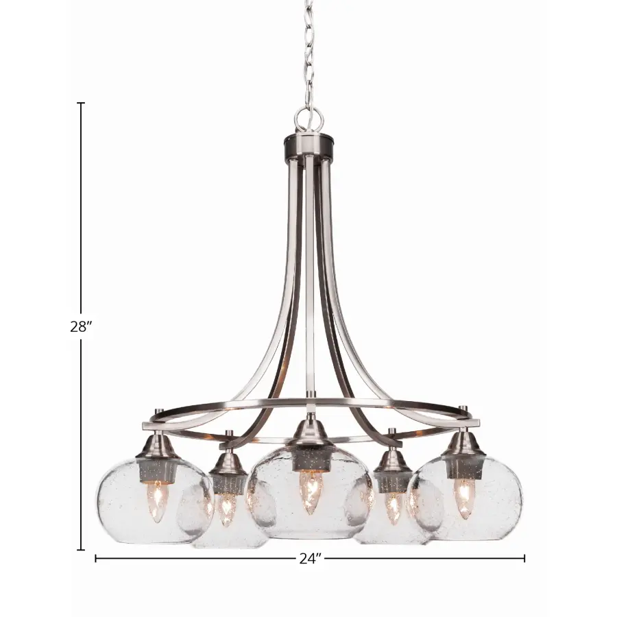Paramount 5-Light Chandelier in Brushed Nickel with Clear Bubble Glass - Image 2