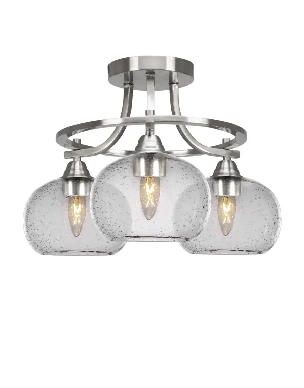Paramount 3-Light Semi-Flush Mount with Clear Bubble Glass - Image 1