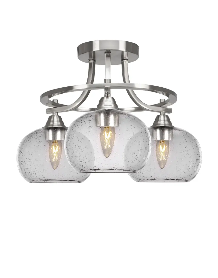 Paramount 3-Light Semi-Flush Mount with Clear Bubble Glass - Image 1