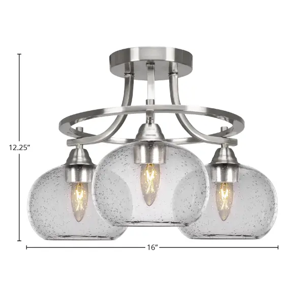 Paramount 3-Light Semi-Flush Mount with Clear Bubble Glass - Image 2