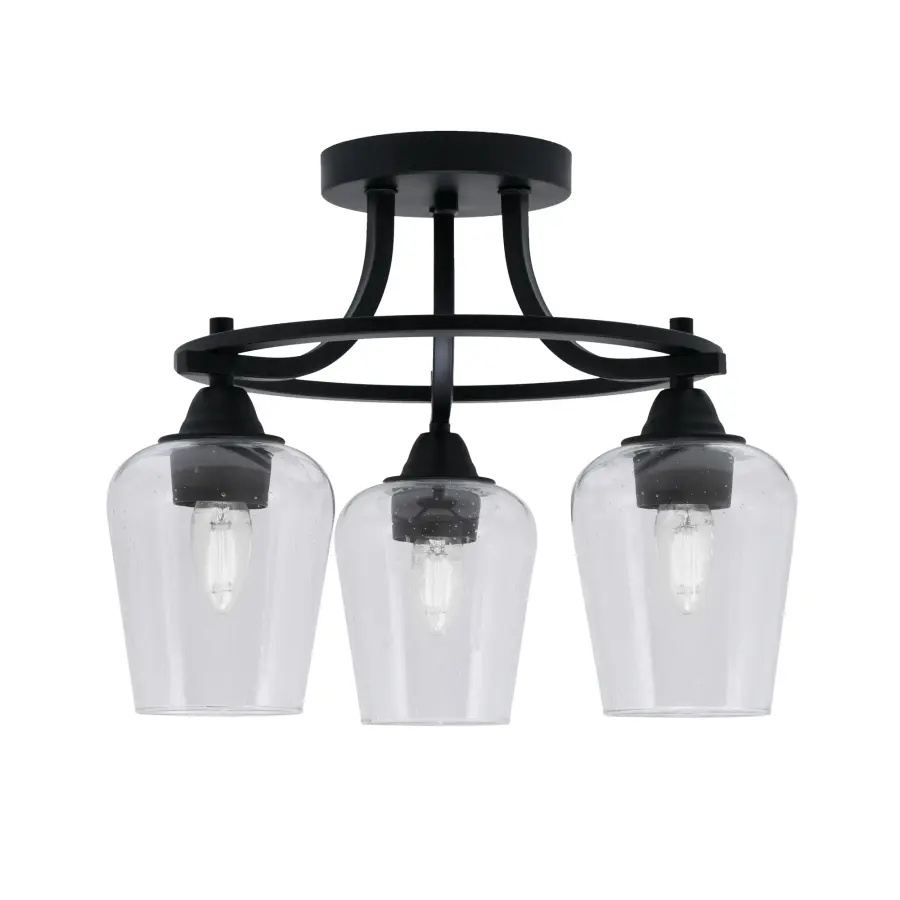 Paramount 3-Light Semi-Flush Mount with Clear Bubble Glass - Image 1