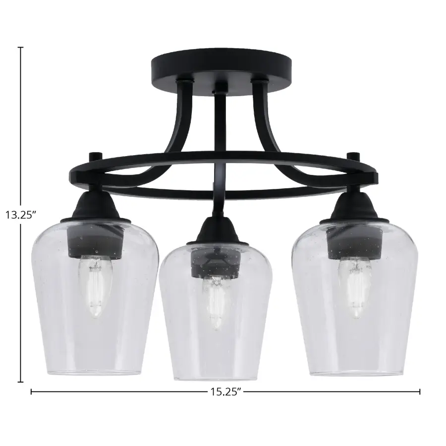 Paramount 3-Light Semi-Flush Mount with Clear Bubble Glass - Image 2