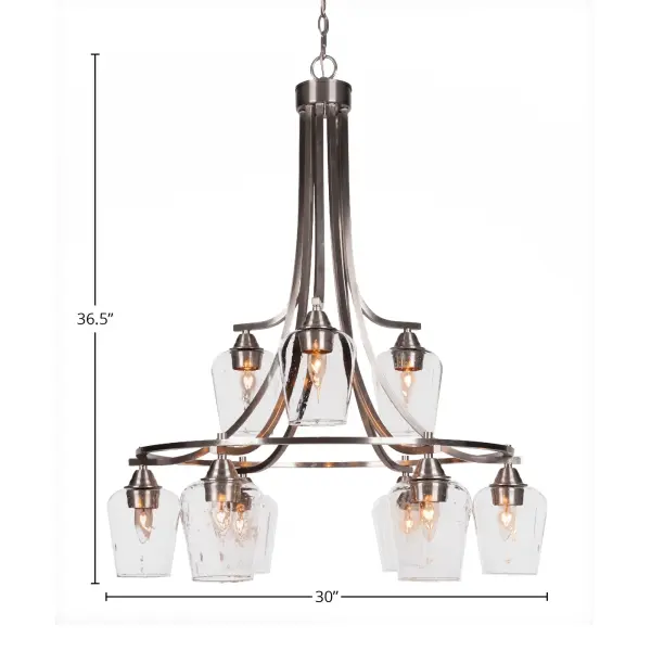 Paramount 9-Light Downlight Chandelier in Brushed Nickel with Clear Bubble Glass - Image 2