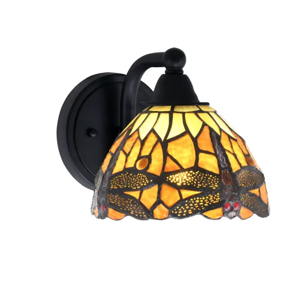 Paramount Wall Sconce with Amber Dragonfly Art Glass - Image 1