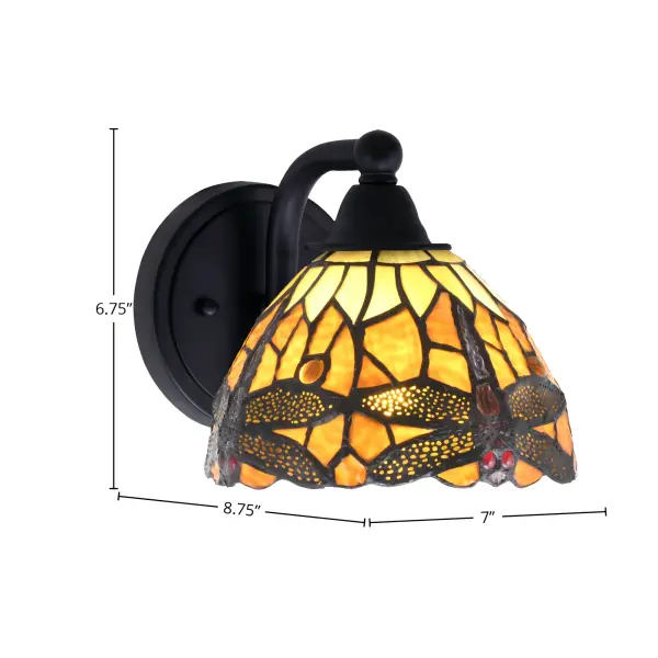 Paramount Wall Sconce with Amber Dragonfly Art Glass - Image 2