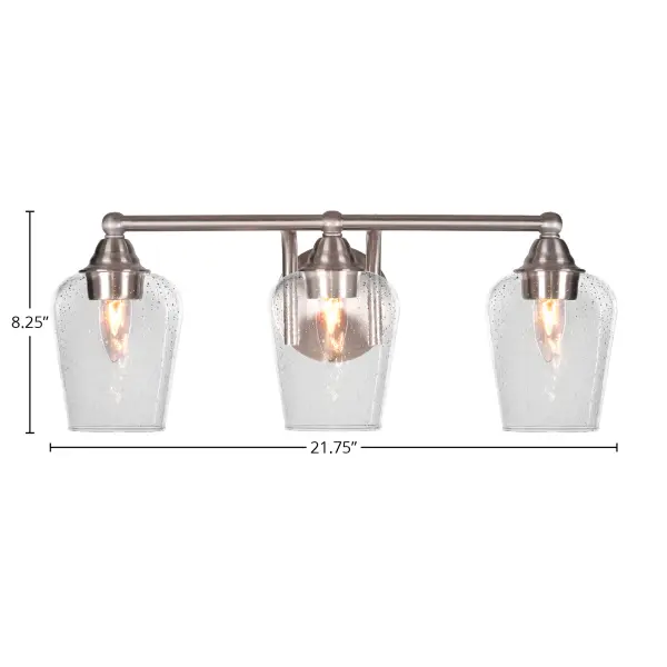 Paramount 3-Light Bath Bar in Brushed Nickel with Clear Bubble Glass - Image 2