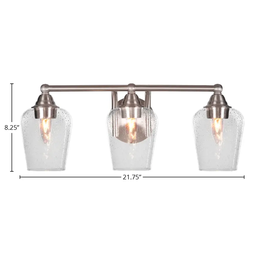 Paramount 3-Light Bath Bar in Brushed Nickel with Clear Bubble Glass - Image 2