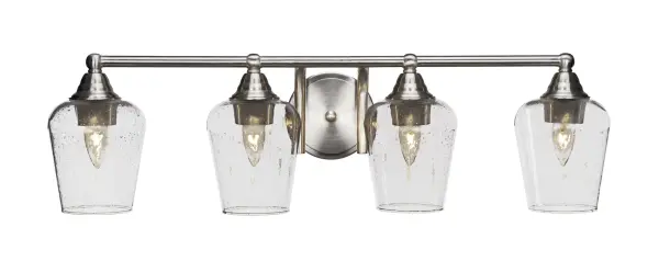 Paramount 4 Light Bath Bar in Brushed Nickel with Clear Bubble Glass - Image 1