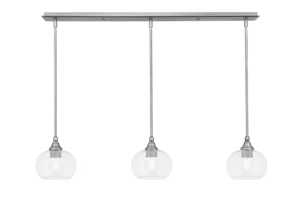 3 Light Linear Pendant with Clear Bubble Glass - Image 1