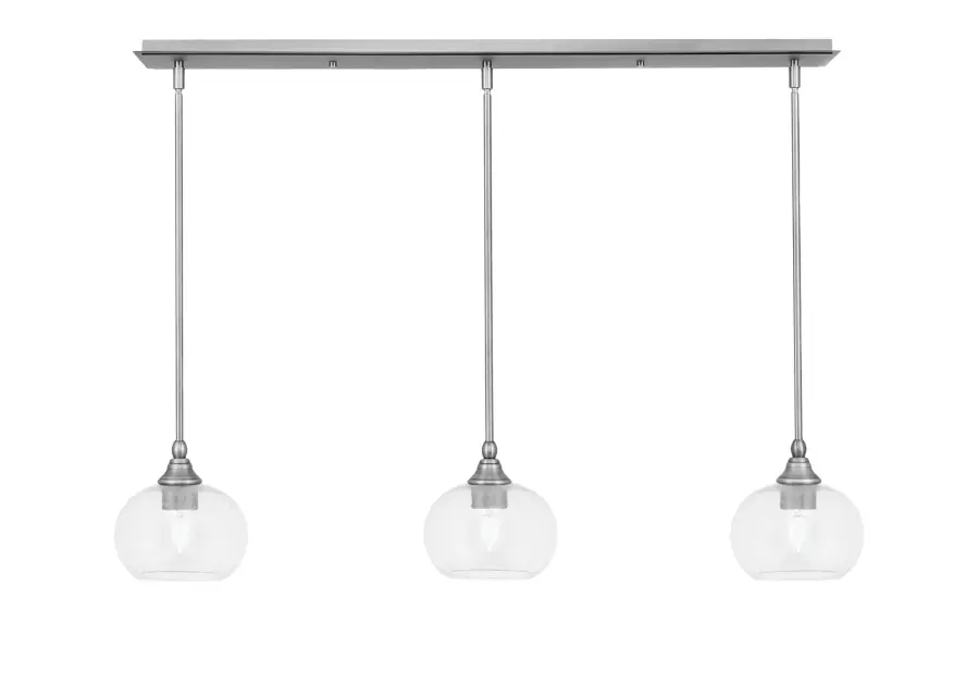 3 Light Linear Pendant with Clear Bubble Glass - Image 1