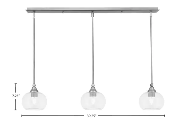 3 Light Linear Pendant with Clear Bubble Glass - Image 2