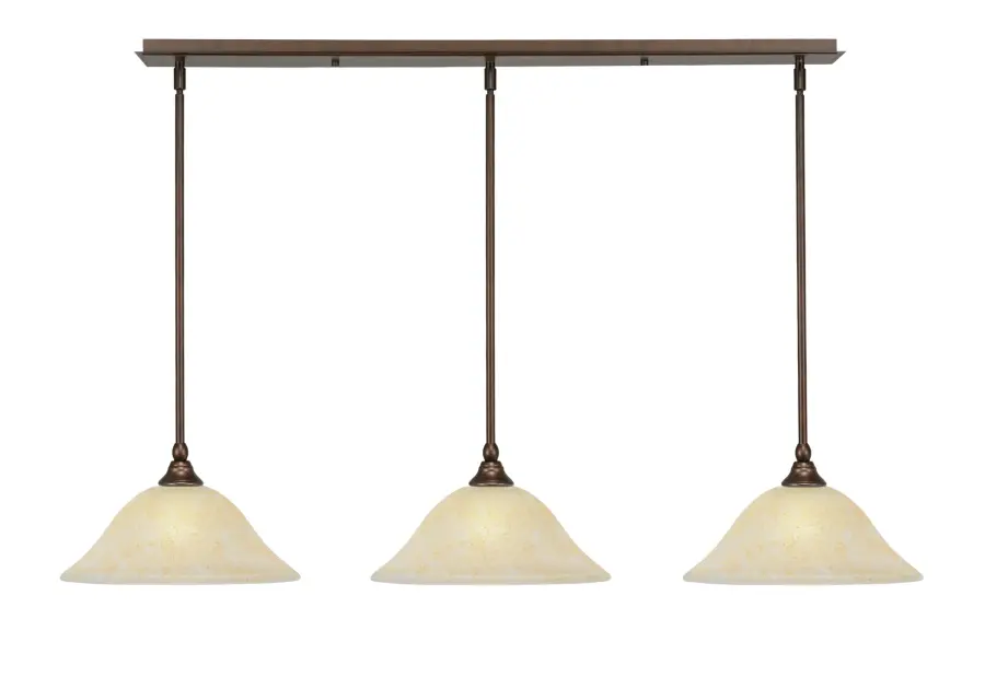 3-Light Linear Pendant with Amber Marble Glass - Image 1