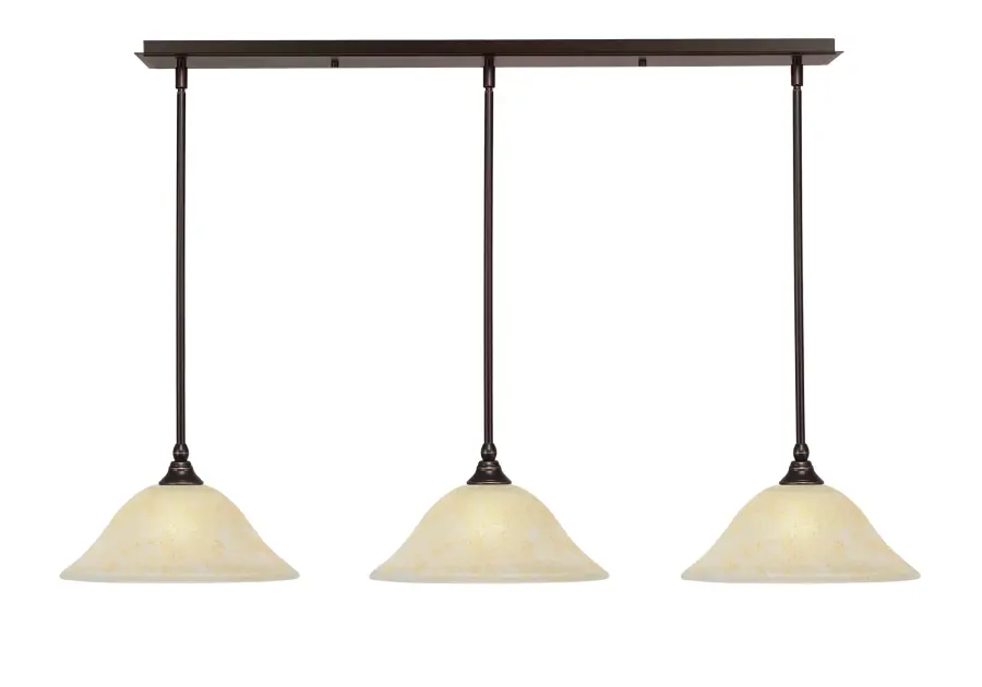 3 Light Linear Pendalier with Amber Marble Glass - Image 1