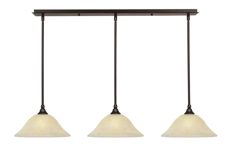 3 Light Linear Pendalier with Amber Marble Glass - Image 2