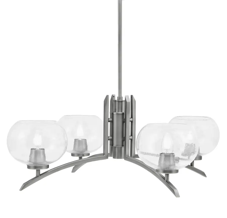 Kurve 4 Light Chandelier with Clear Bubble Glass - Image 1