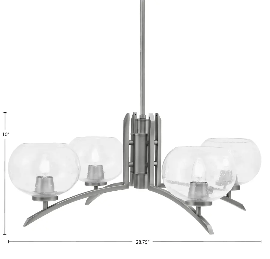 Kurve 4 Light Chandelier with Clear Bubble Glass - Image 2