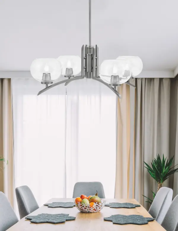 Kurve 4 Light Chandelier with Clear Bubble Glass - Image 3