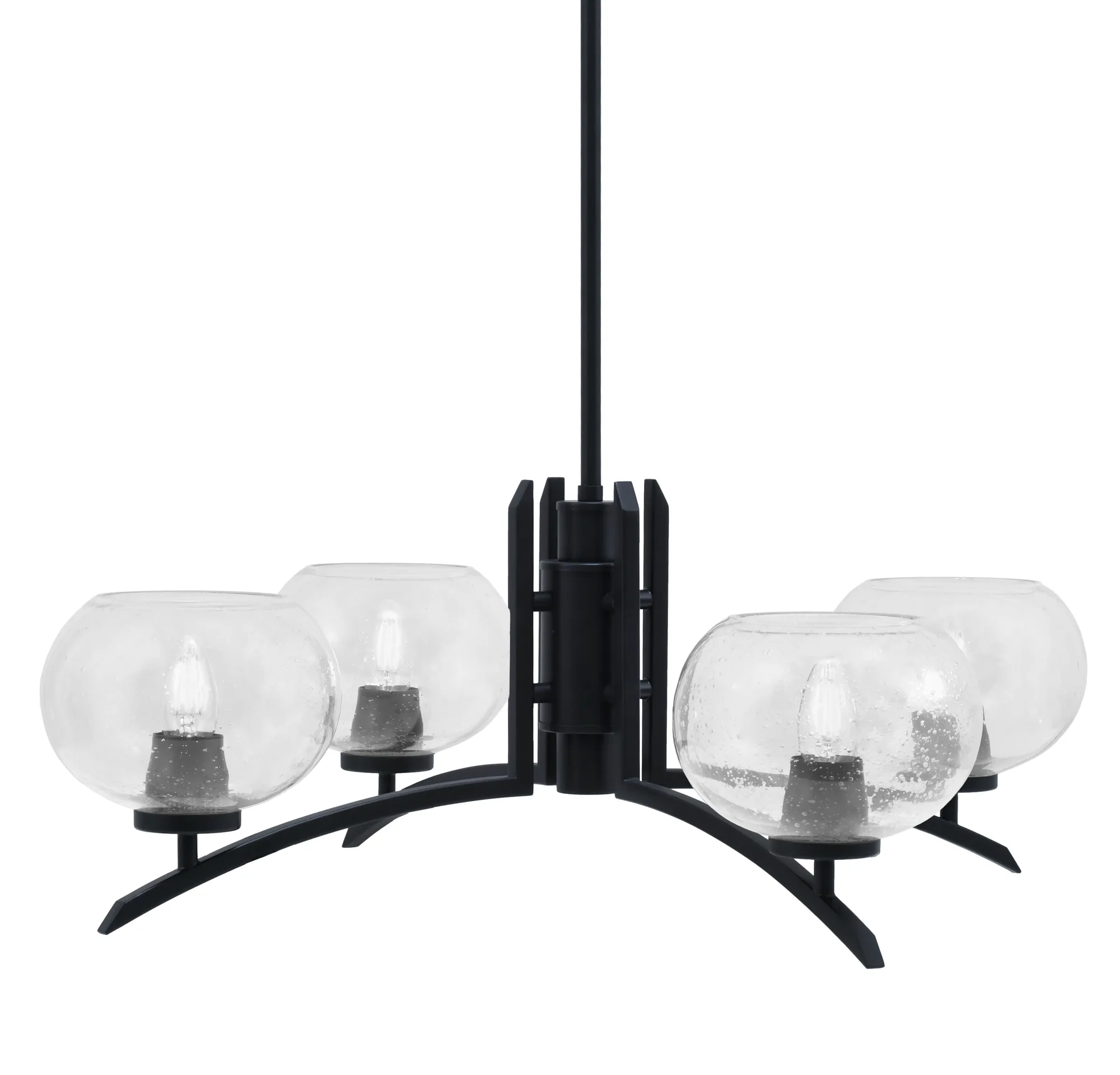 Kurve 4 Light Chandelier with Clear Bubble Glass