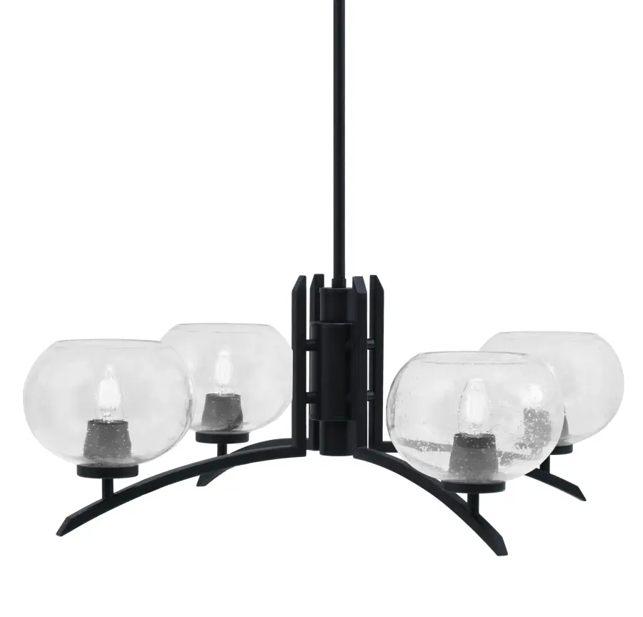 Kurve 4 Light Chandelier with Clear Bubble Glass - Image 1