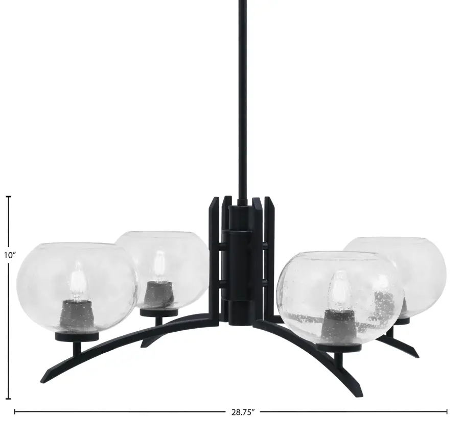 Kurve 4 Light Chandelier with Clear Bubble Glass - Image 2