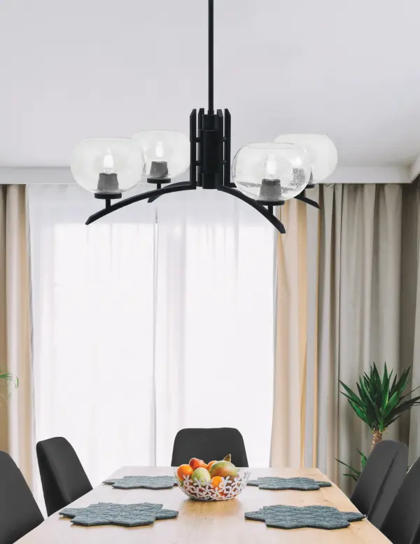Kurve 4 Light Chandelier with Clear Bubble Glass - Image 3