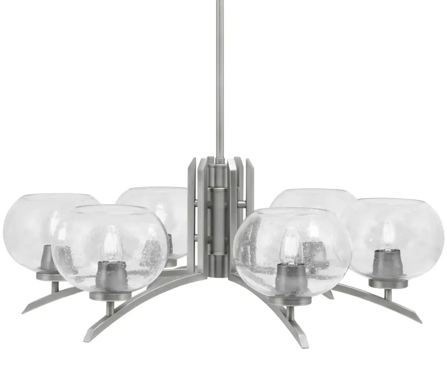 Kurve 6-Light Chandelier with Clear Bubble Glass - Image 1