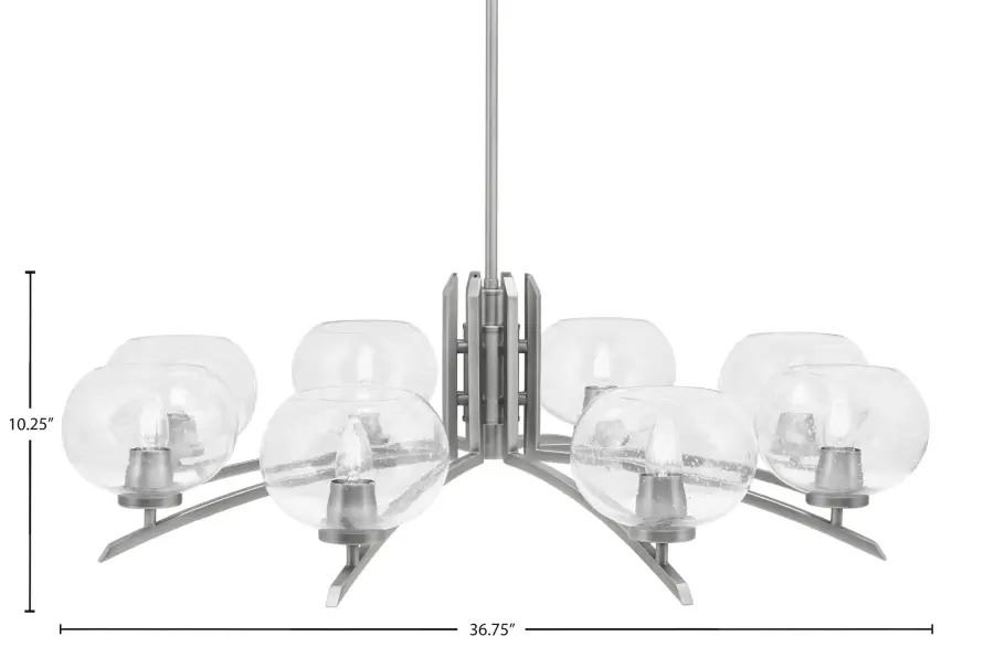 Kurve 8 Light Chandelier in Graphite with Clear Bubble Glass - Image 2