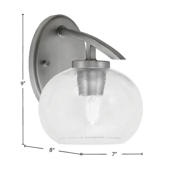 The Kurve Downlight Wall Sconce combines a sleek graphite finish with eye-catching clear bubble glass for a modern aesthetic. Its compact 7-inch design and versatile up/down mounting make it ideal for bathrooms, hallways, and accent lighting. - alternate view