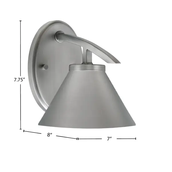 The Kurve wall sconce delivers contemporary style with its graphite cone shade and clean lines. Compact at 7 inches wide, it's perfect for hallways, bathrooms, and accent lighting. The reversible mount offers flexibility. - alternate view