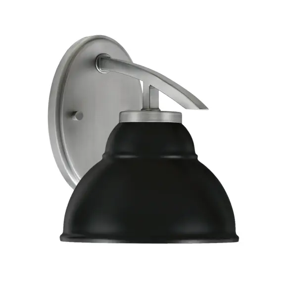 The Kurve wall sconce combines modern sophistication with industrial flair through its graphite finish and distinctive double bubble metal shade. Compact at 7 inches wide, it delivers focused downlighting perfect for accent illumination.