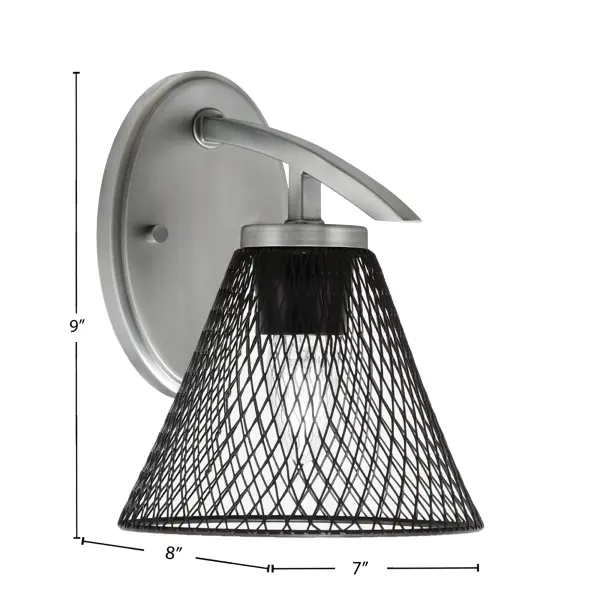 The Kurve Downlight Wall Sconce combines industrial mesh metal styling with modern functionality. Its compact 7-inch design and reversible mounting make it perfect for tight spaces needing focused task lighting or ambient glow. - alternate view