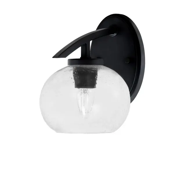 The Kurve Downlight Wall Sconce combines a sleek matte black finish with distinctive clear bubble glass to create a modern, eye-catching fixture. Its compact 7-inch design and versatile up/down mounting make it perfect for hallways, entryways, and living spaces.