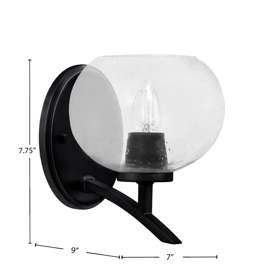 Kurve Uplight Wall Sconce with Clear Bubble Glass - Image 2