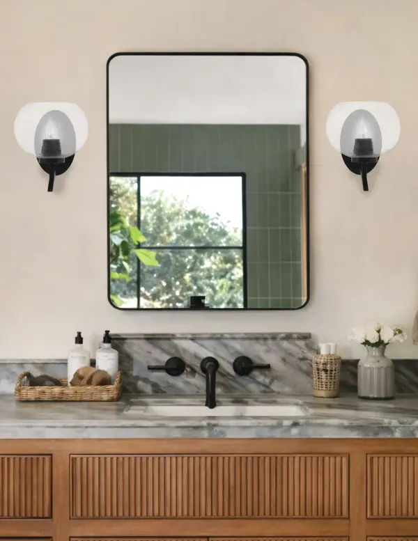 Kurve Uplight Wall Sconce with Clear Bubble Glass - Image 3