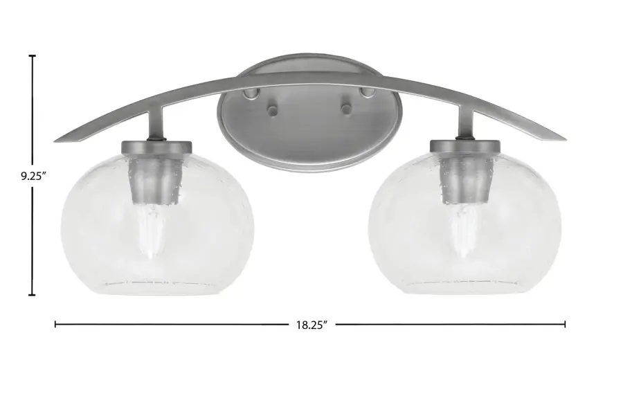 Kurve 2-Light Bath Bar in Graphite with Clear Bubble Glass - Image 2